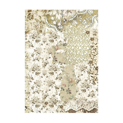 Sélection de 8 fonds en papier de riz A6 - Old Lace