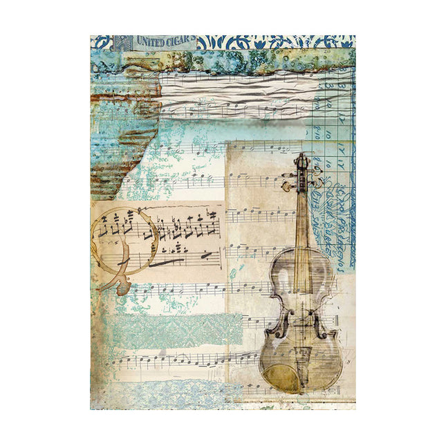 Sélection de 8 papiers de riz A6 à motifs de fond - Musique