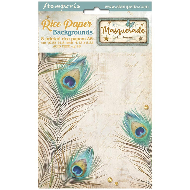 Sélection de 8 fonds en papier de riz A6 - Mascarade