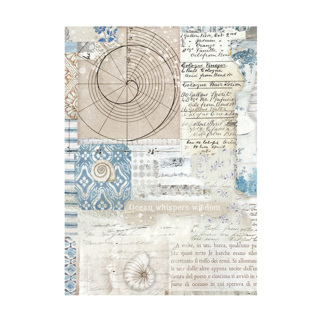 Sélection de 8 papiers de riz A6 à motifs de fond - Silent Sea