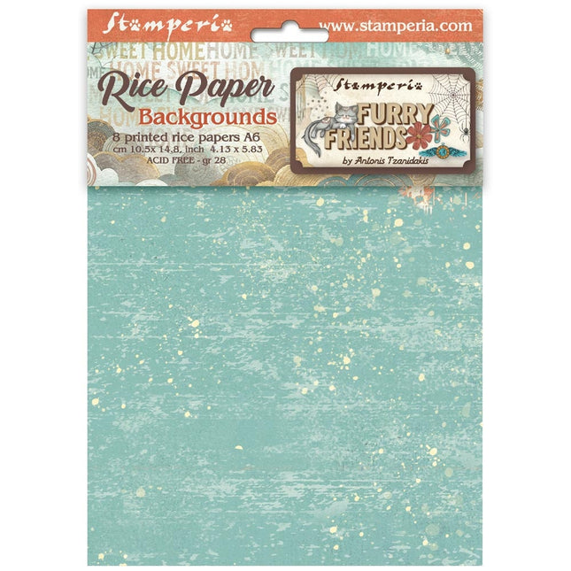 Selection 8 Rice paper A6 backgrounds Furry Friends