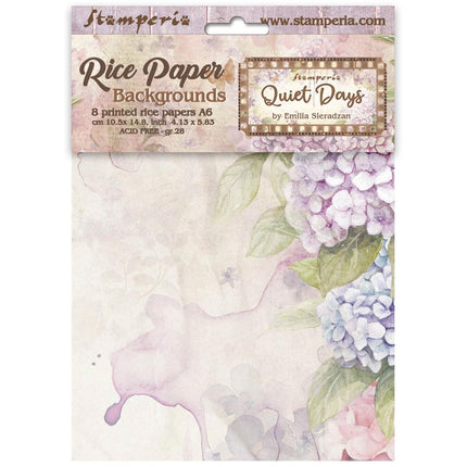 Sélection de 8 papiers de riz A6 pour fonds - Quiet Days