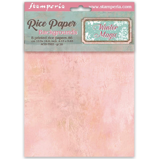 Sélection de 8 fonds en papier de riz A6 imprimés pour les loisirs créatifs - Magie hivernale