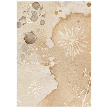 Sélection de 8 papiers de riz imprimés A6 pour fonds, pour arts créatifs - Flowers and Poems