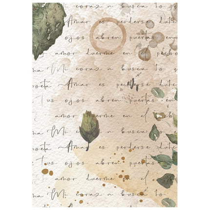 Sélection de 8 papiers de riz imprimés A6 pour fonds, pour arts créatifs - Flowers and Poems