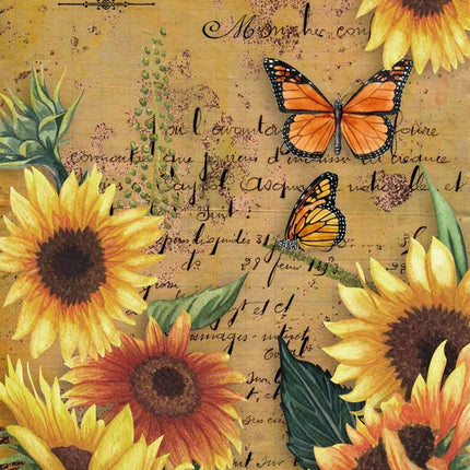 Papier de riz A4 Tournesols et papillon monarque