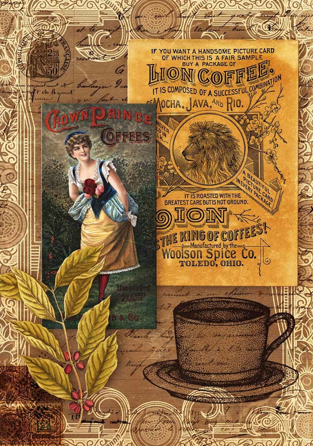Papier de riz A4 Collage « Morning Brew » sur le café