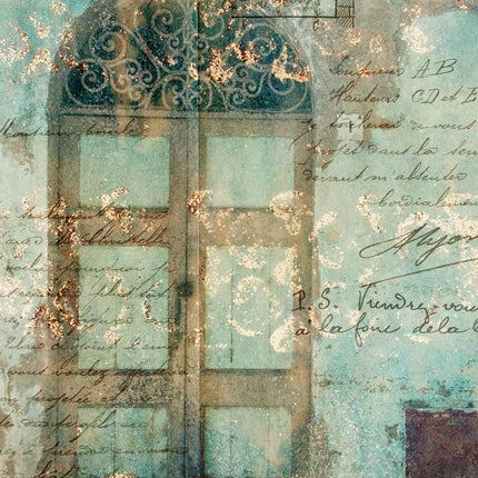 Papier de riz A4 Porte ancienne avec ornements en volutes