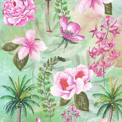 Papier de riz A4 Collage floral tropical