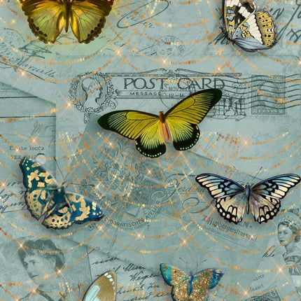 Papillons peints sur cartes postales A4