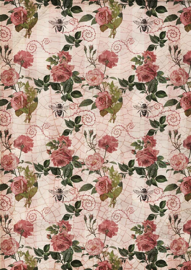 Roses et rayures A4