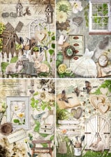 Decoupage Queen Jardin 4 pièces A4
