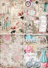 Decoupage Queen Shabby, lot de 4 A3