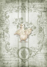 Decoupage Queen Poussins sur sac à grains A4