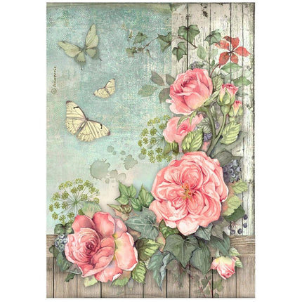 Papier de riz A4 conditionné - coin fleuri House of Roses