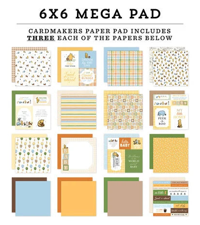 Méga bloc de papier pour créateurs de cartes bébé Winnie l'ourson 6x6 Inch