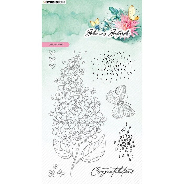 Studio Light • Tampons transparents Blooming Butterfly Lilac Flowers