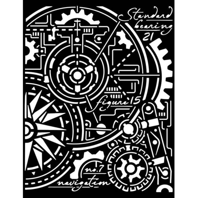 Pochoir épais cm 20X25 - Engrenages et boussole Sir Vagabond Aviator