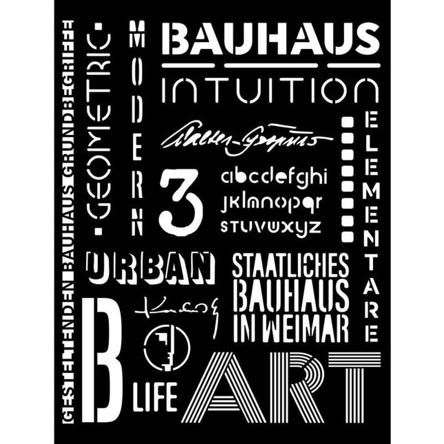 Pochoir épais 20X25 cm - écritures Bauhaus