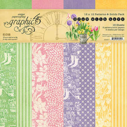 Bloc de motifs et papiers unis Grow with Love 12x12 Inch