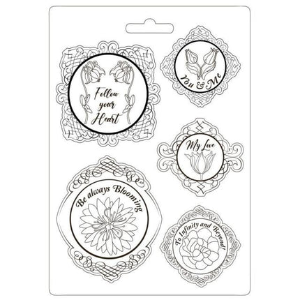 Moule souple A4 - cadre Romantic Garden House avec fleurs