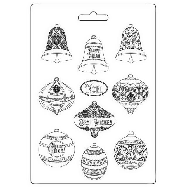 Moule souple A4 - Cloches et boules de Noël