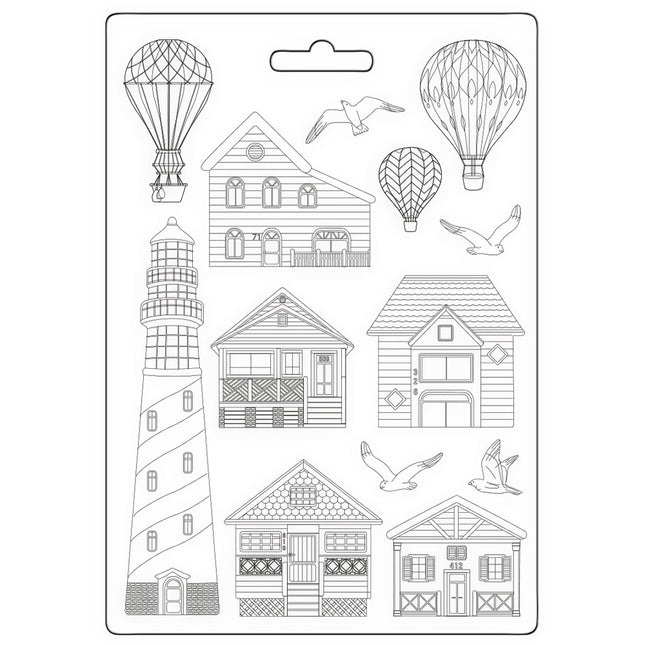 Soft Mould A4 - Sea Land houses and lighthouse