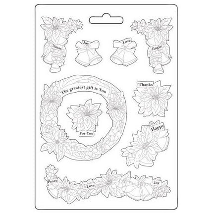 Moule souple A5 - Poinsettias et guirlandes
