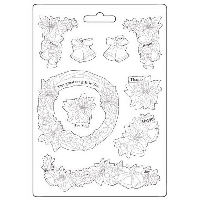 Moule souple A5 - Poinsettias et guirlandes