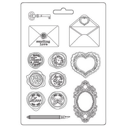 Moule souple A5 - lettres et cachets Shabby Rose