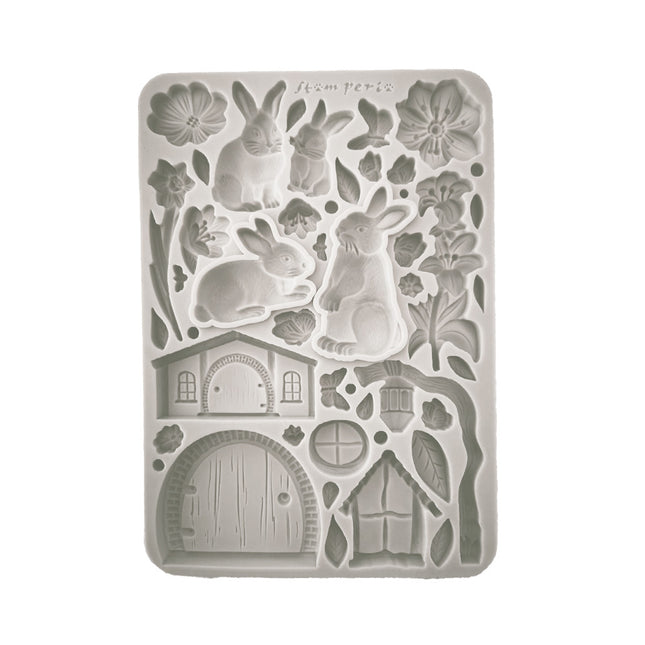 Moule en silicone A5 - Lapin et fleurs