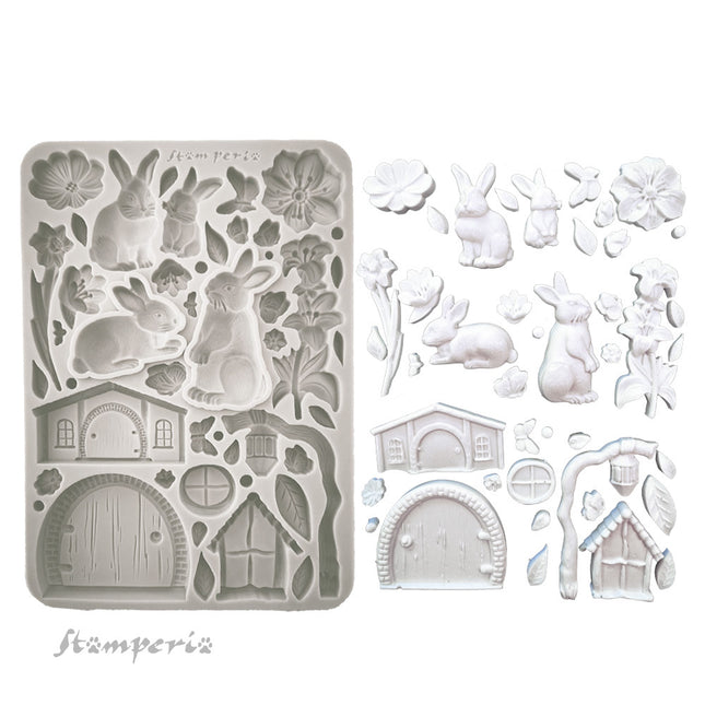 Moule en silicone A5 - Lapin et fleurs