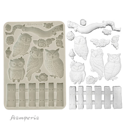 Moule en silicone A5 - The Owl's House hiboux et branche