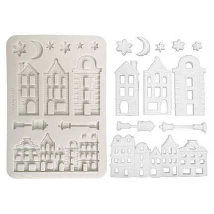 Moule en silicone motifs A5 pour les loisirs créatifs - village de Noël