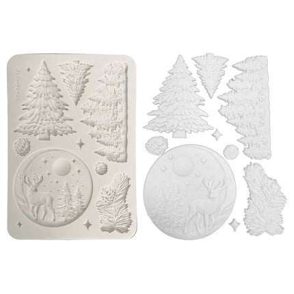 Moule en silicone motifs A5 pour les loisirs créatifs - paysage hivernal de Noël