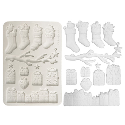 Moule en silicone motifs A5 pour les loisirs créatifs - chaussettes et cadeaux de Noël