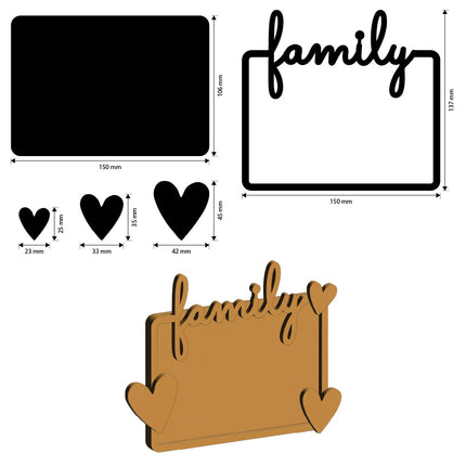 Formes créatives : plaque familiale avec cœurs