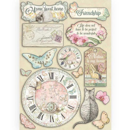 Cadre en bois coloré A5 - Horloge et étiquettes