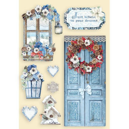 Forme en bois colorée A5 - Contes d’hiver porte et fenêtre