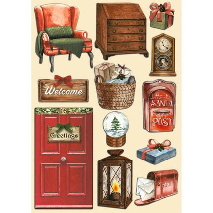 Forme en bois colorée A5 - Une maison romantique pour les fêtes