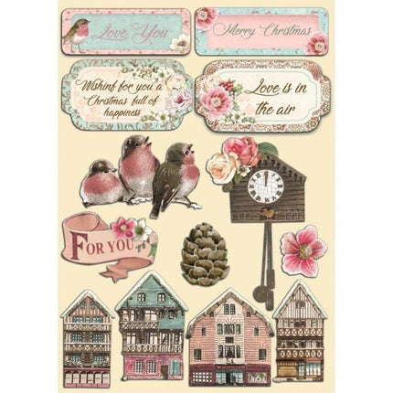 Forme en bois colorée A5 - Doux village d’hiver