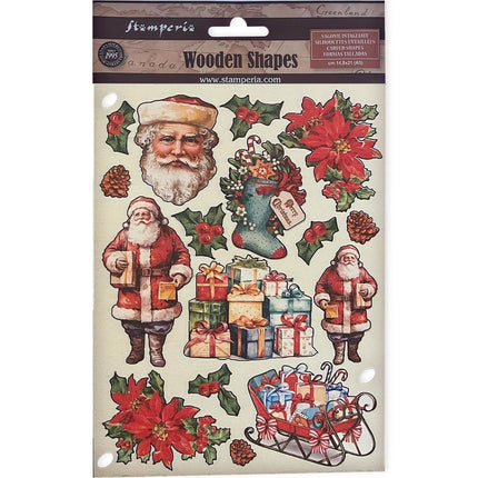 Forme en bois colorée A5 - Noël classique