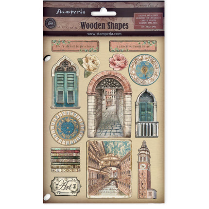 Forme en bois colorée A5 - Venice City of Art