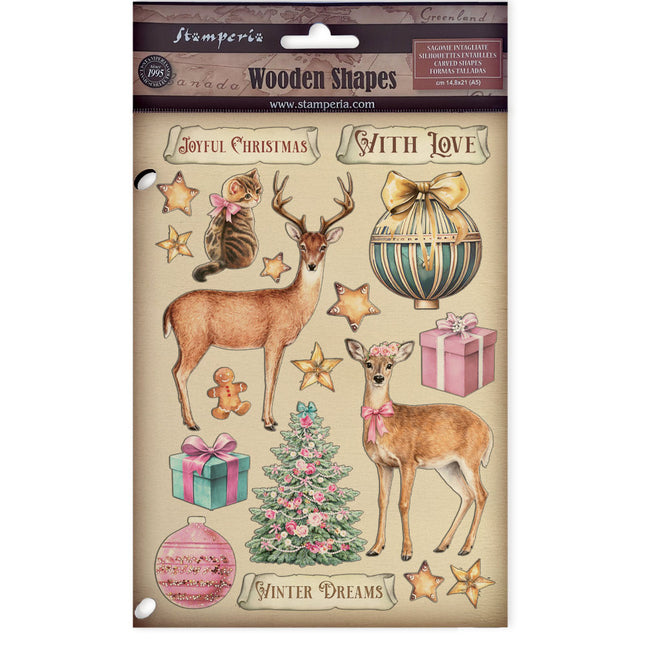 Printed decorative Wooden shape for Art and Craft A5 - Winter Magic