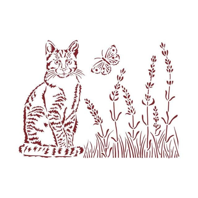 Pochoir D cm 20x15 - chat Provence