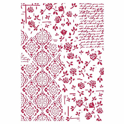Pochoir G cm. 21x29,7 Roses et décorations
