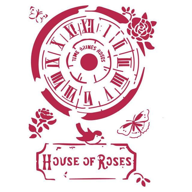 Pochoir G cm. 21x29,7 Horloge House of Roses