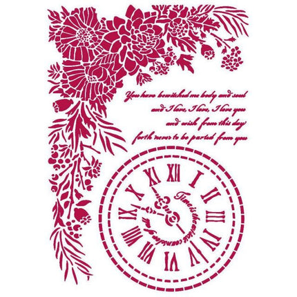 Pochoir G 21x29,7 cm - Journal romantique horloge