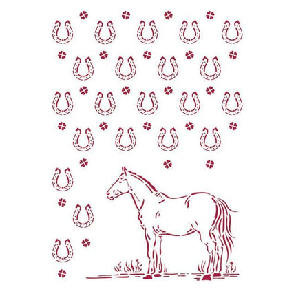 Pochoir G 21x29,7 cm - Romantic Horses motif de fers à cheval