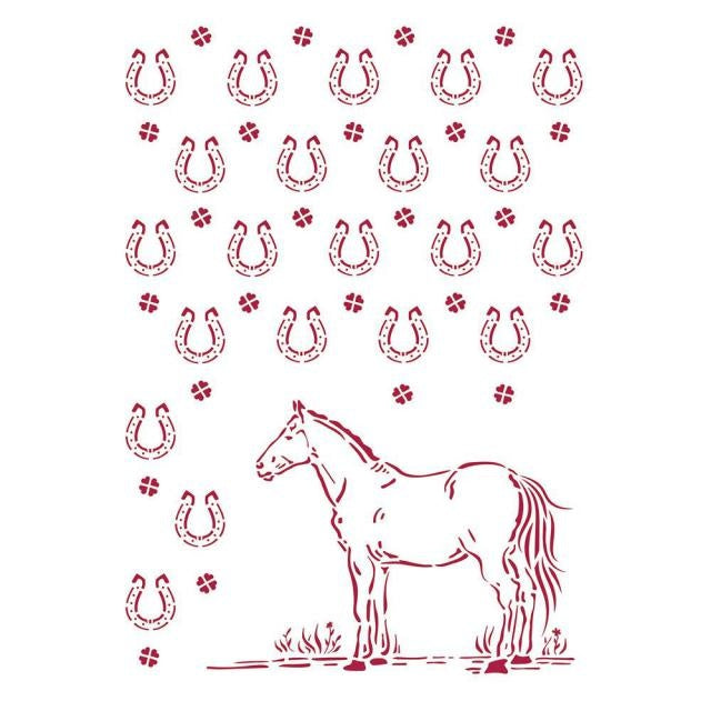 Pochoir G 21x29,7 cm - Romantic Horses motif de fers à cheval